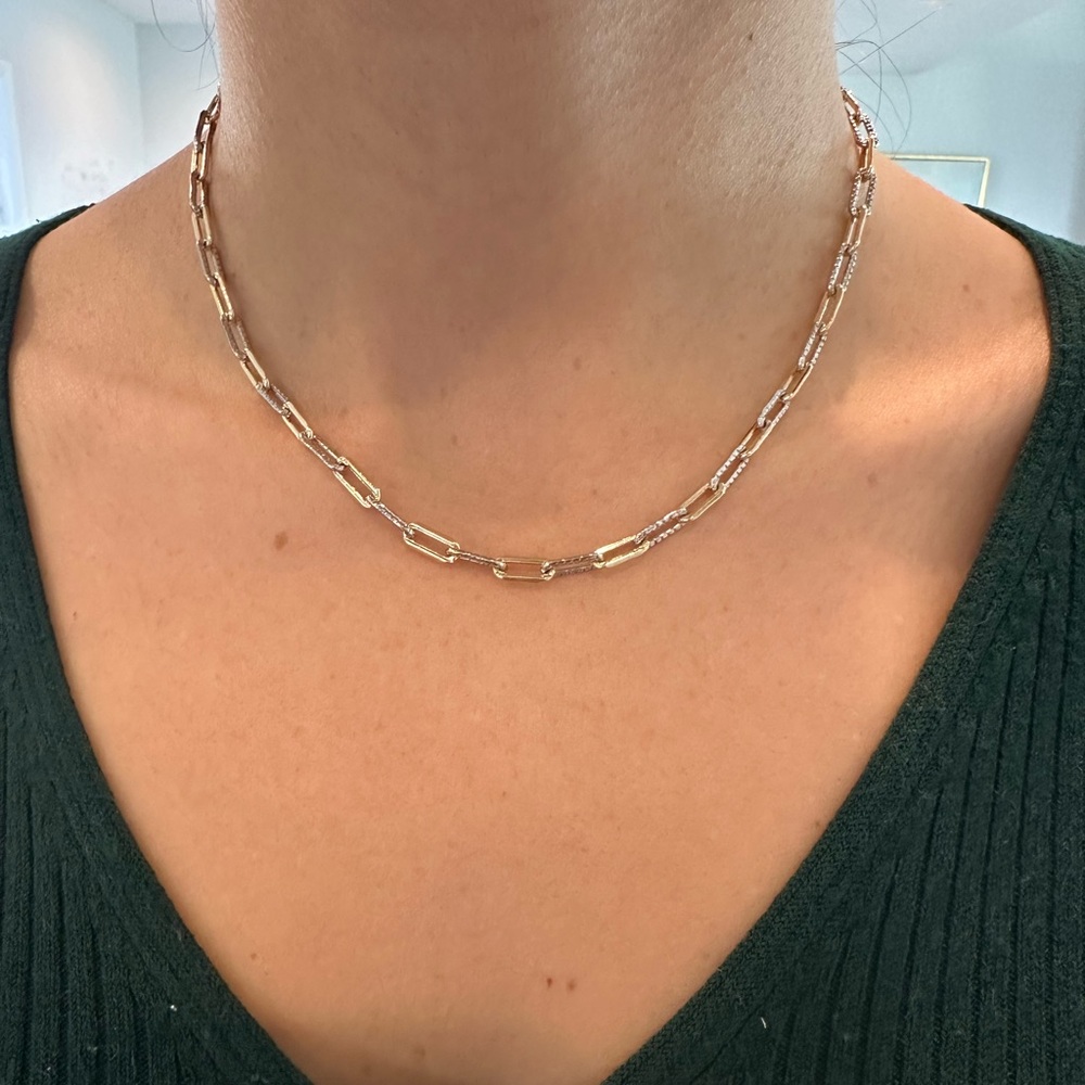 Two Tone Paperclip Chain Necklace